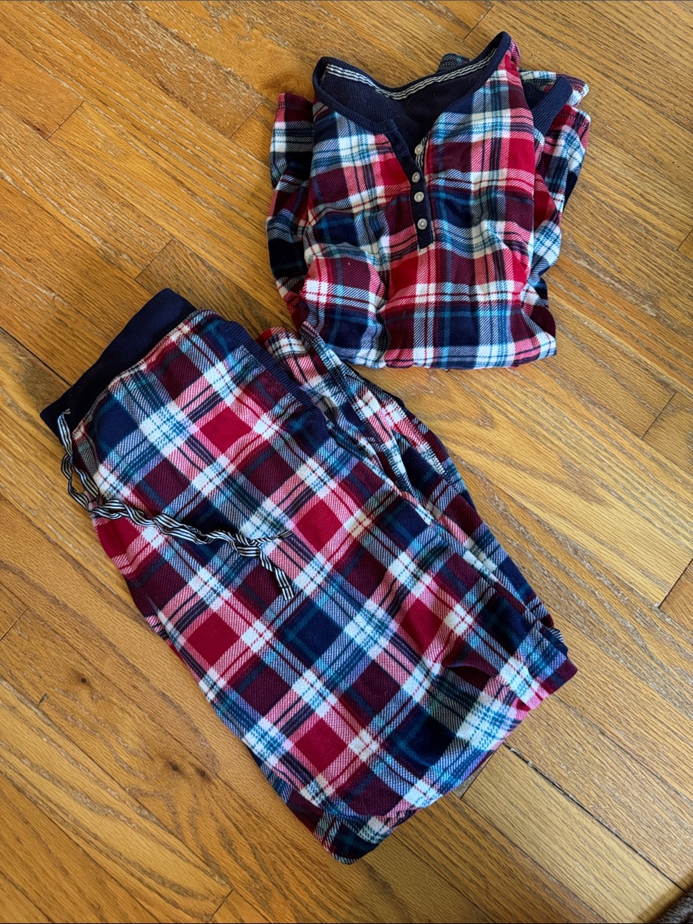 Nautica Red and Navy Plaid Fleece Pajama Set